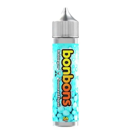 Bonbons blueberry flavored e-liquid bottle with blue candy bubble design and silver cap