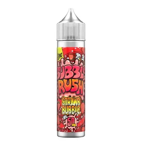 Strawb Bubble vape juice bottle with strawberry and bubblegum design on red label, 50ml