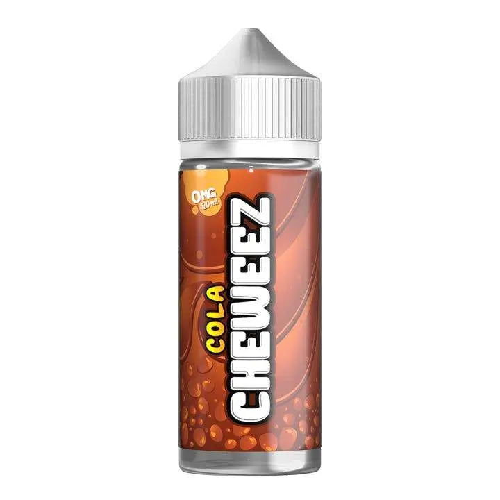 Cola Cheweez 120ml vape juice bottle with orange and brown bubbles design and white cap
