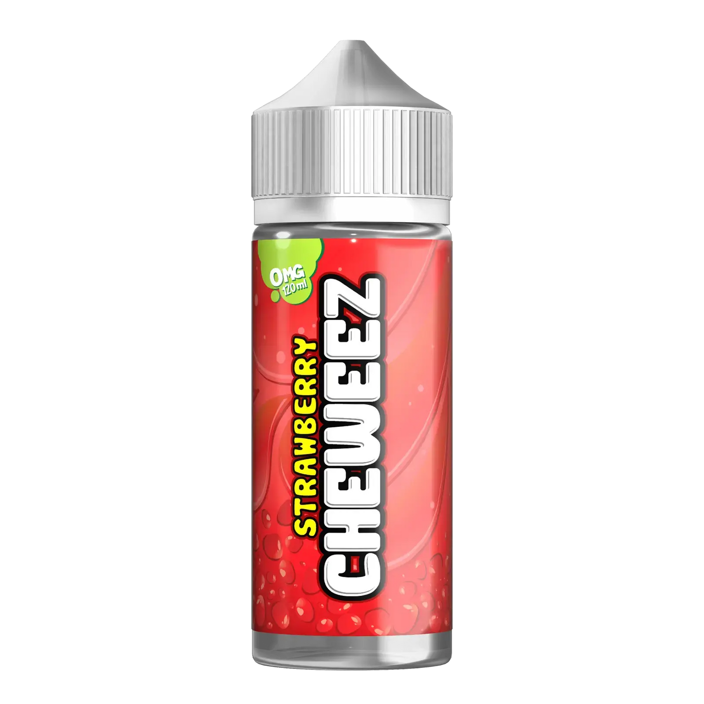 Strawberry Cheweez e-liquid bottle with red label and 120ml 0mg nicotine vape juice