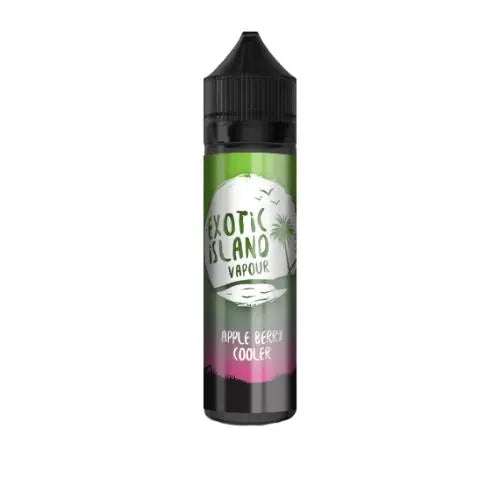 Exotic Island Vapour Apple Berry Cooler e-liquid vape juice bottle with green and pink label