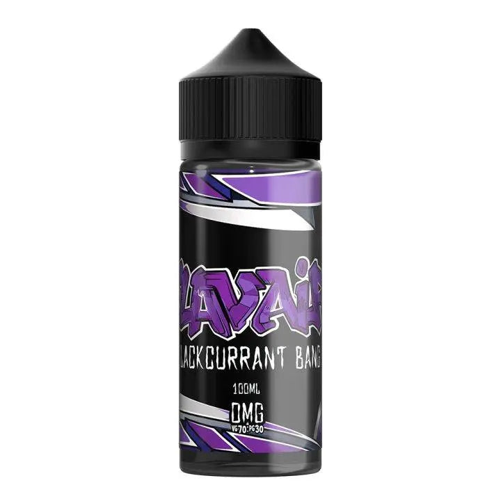 100ml Lavaic Black Currant Band vape juice bottle with black and purple label, 0mg nicotine