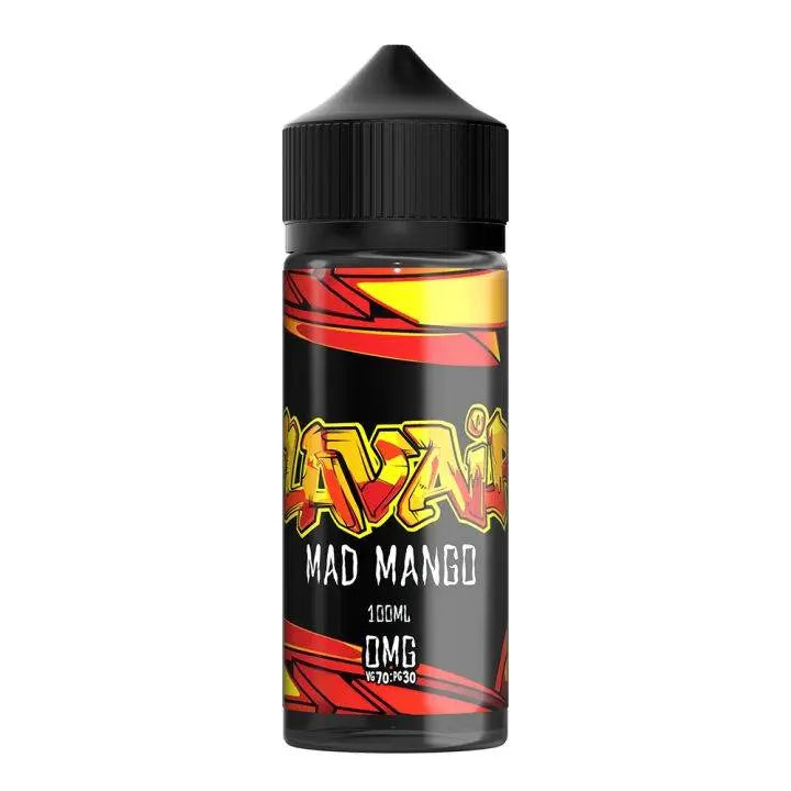 100ml Mad Mango vape juice bottle with black cap and colorful graffiti-style label