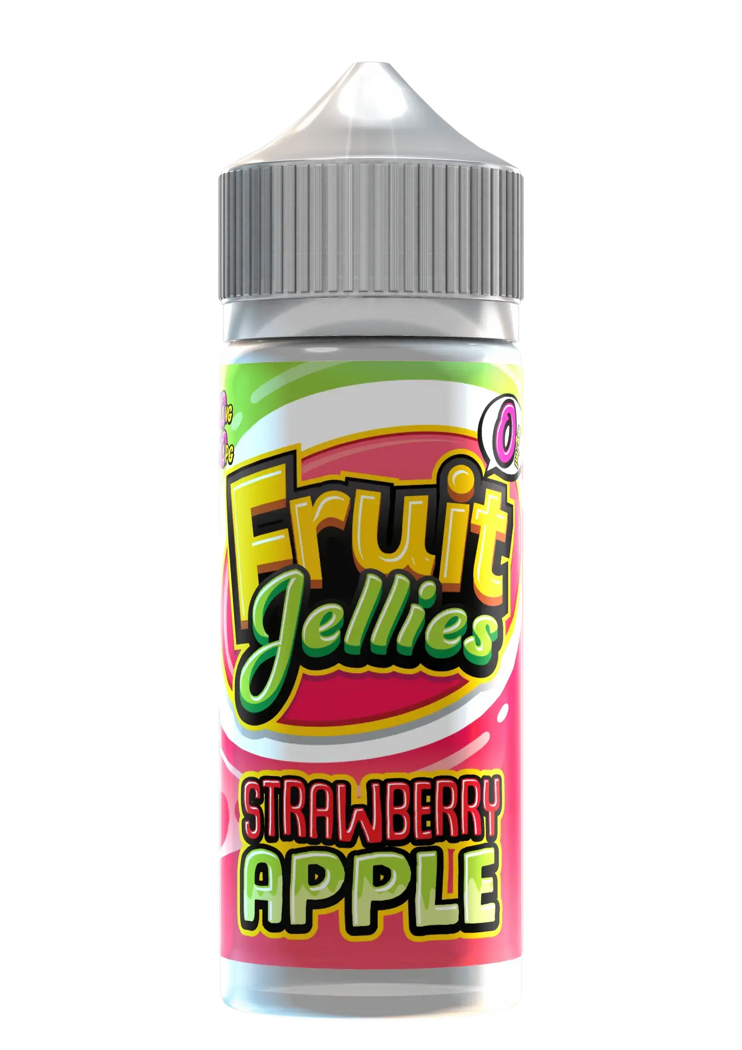 Fruit Jellies Strawberry Apple flavored e-liquid bottle with green and pink label