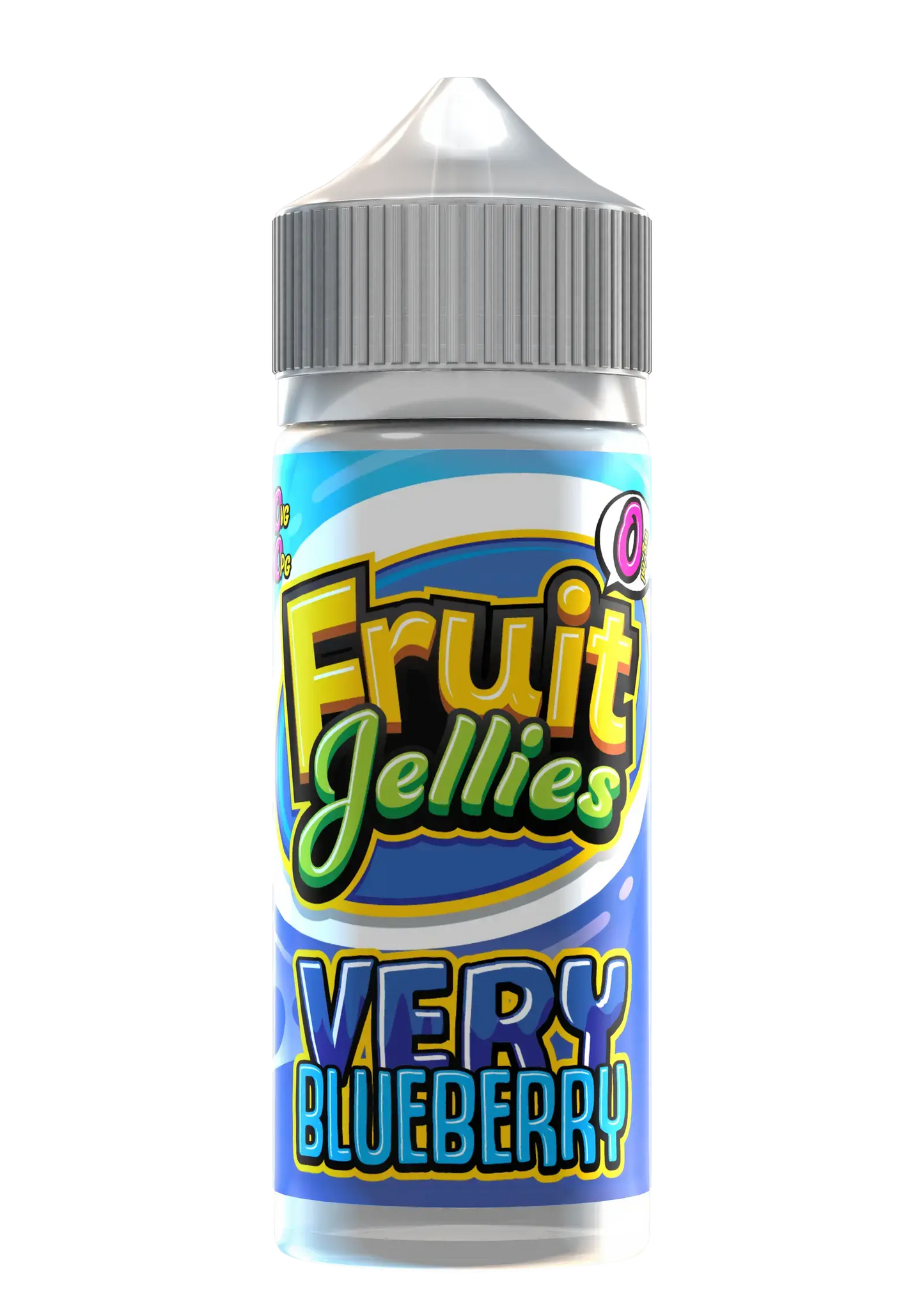Bottle of Fruit Jellies Very Blueberry flavored e-liquid vape juice with blue label