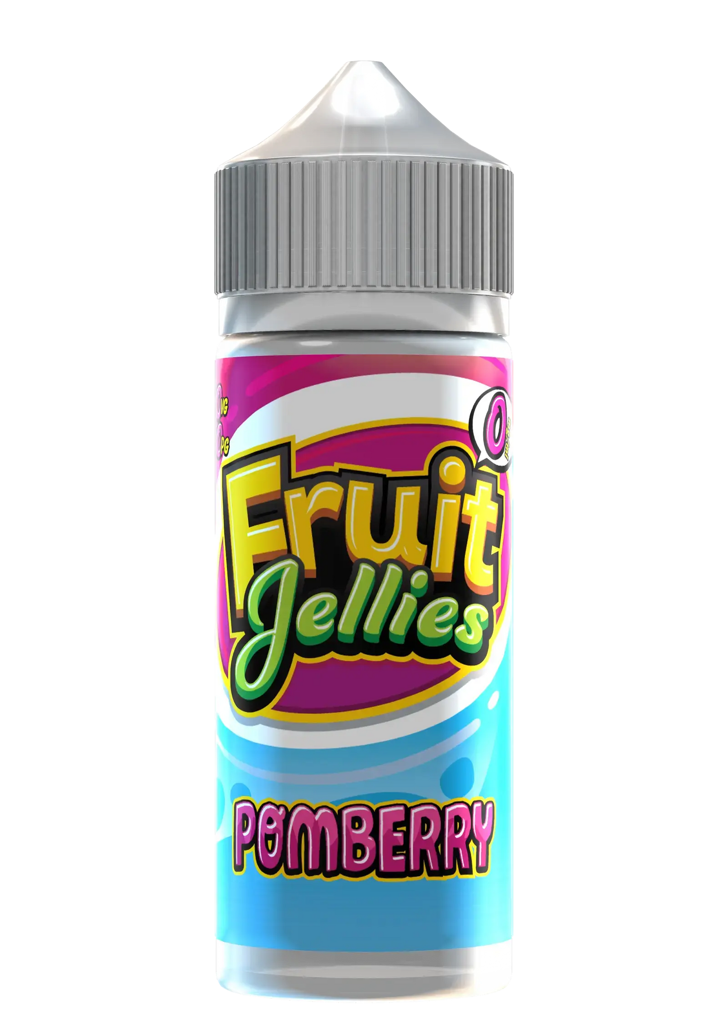 Fruit Jellies Pomberry flavored vape juice bottle with colorful label and gray cap