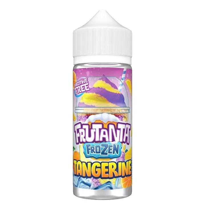 Frutanta Frozen Tangerine nicotine-free e-liquid bottle with colorful shaved ice and fruit graphics