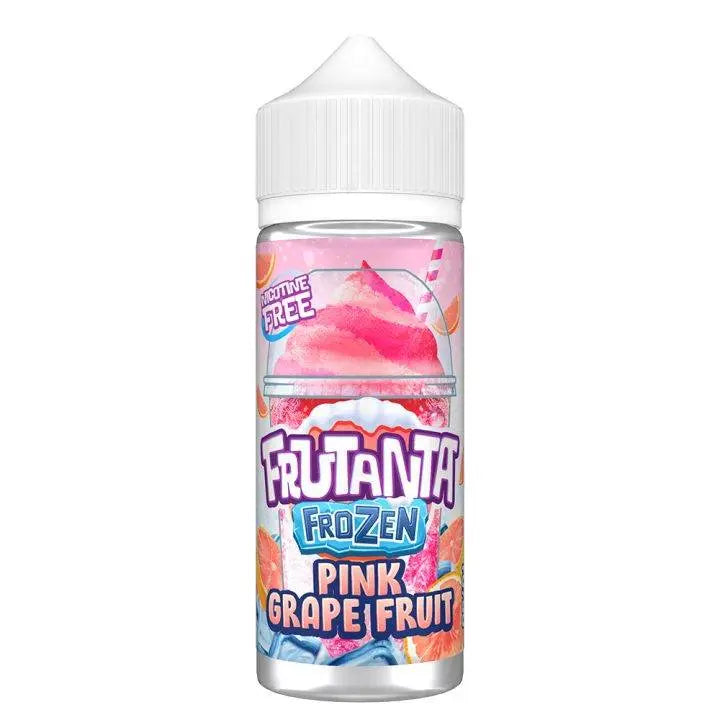 Frutanta Frozen nicotine-free e-liquid bottle with pink grapefruit flavor and ice cube graphics