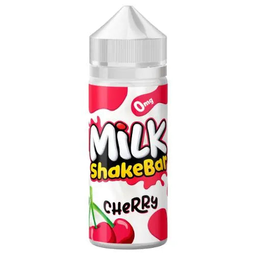 Milk ShakeBar Cherry flavored e-liquid bottle with 0mg nicotine, colorful label with cherries