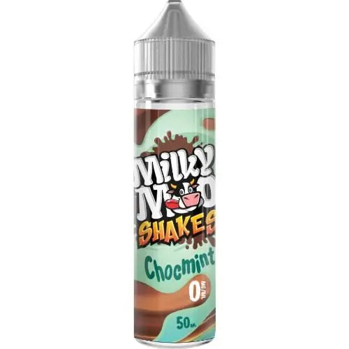 50ml Milky Way Shakes Chocmint e-liquid bottle with 0mg nicotine, mint chocolate flavor