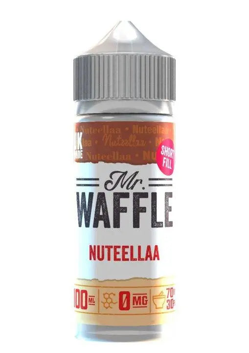Mr. Waffle Nuteellaa vape juice bottle with gray cap and 100ml label