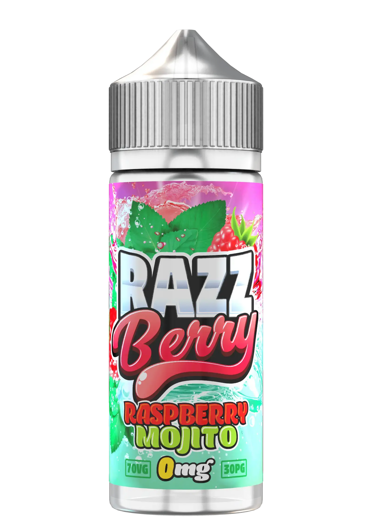 70ml Razz Berry Raspberry Mojito e-liquid bottle with 0mg nicotine, 70VG/30PG mix