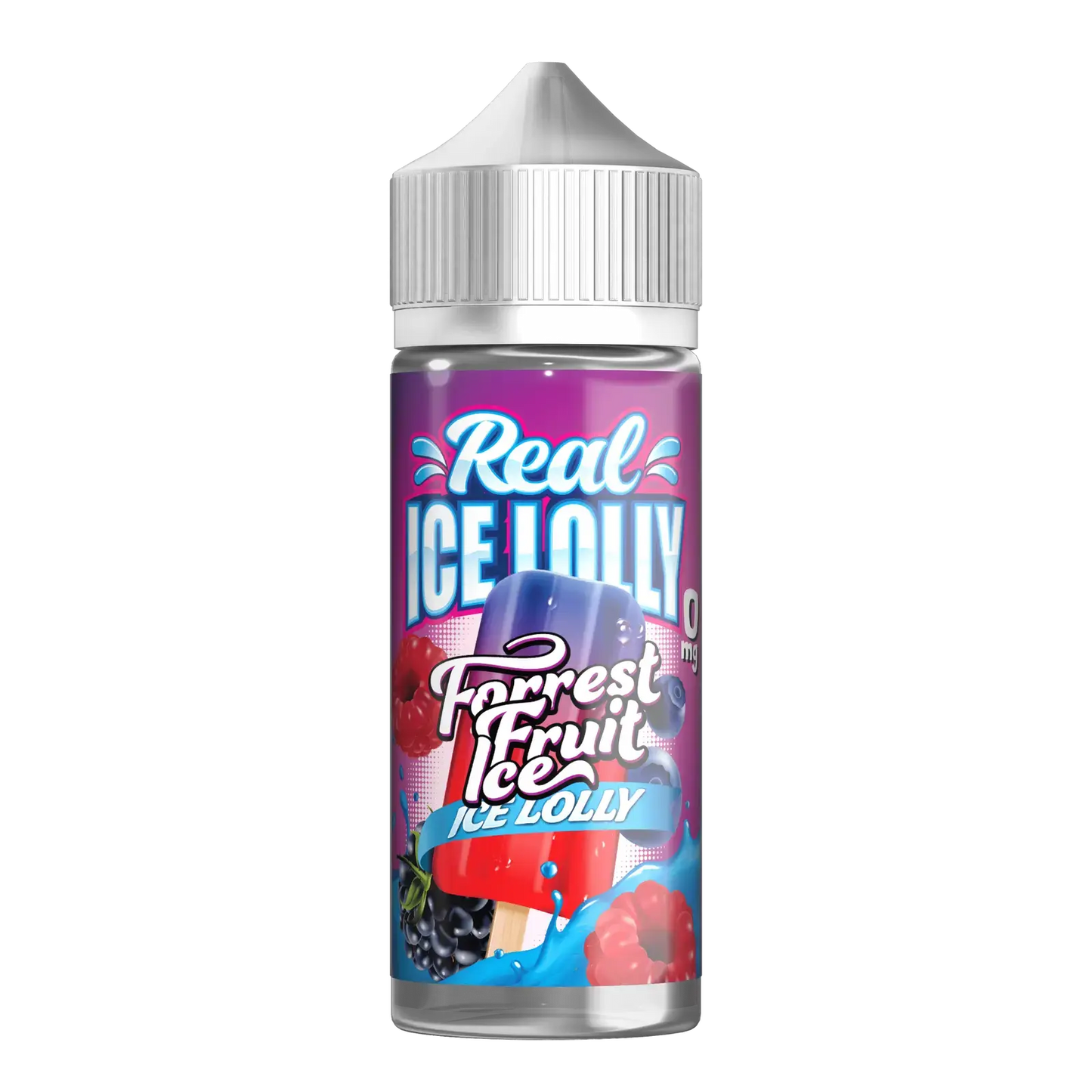 Bottle of Real Ice Lolly Forrest Fruit Ice flavored e-liquid with berry and ice graphics