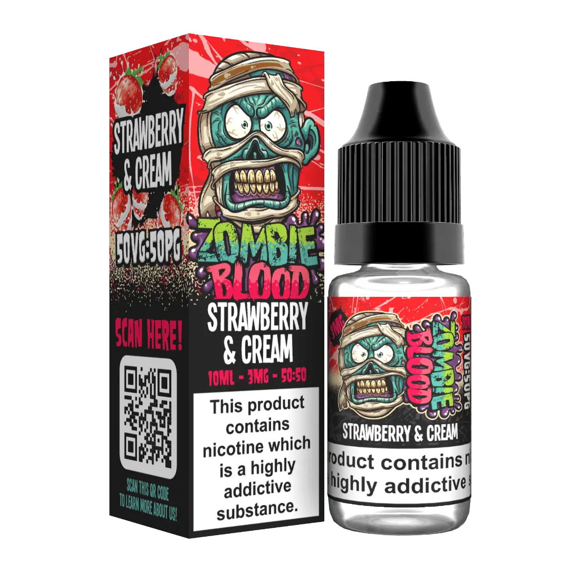 Strawberry & Cream TPD E-liquid by Zombie Blood 10ml - Absolute Vape