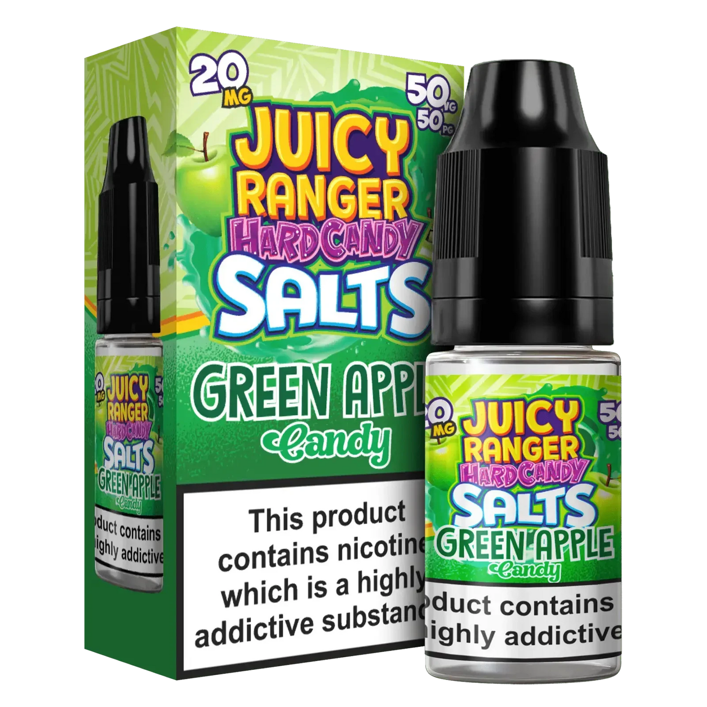Green Apple Nic Salts E-liquid by Juicy Ranger Hard Candy 10ml - Absolute Vape