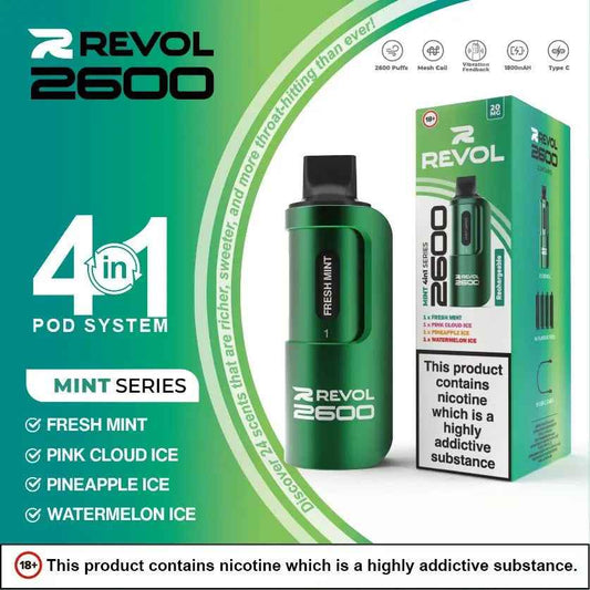 MINT SERIES 4in1 - REVOL 2600 PUFF DISPOSABLE - Absolute Vape
