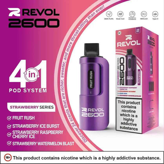 STRAWBERRY SERIES 4in1 Series - REVOL 2600 PUFF DISPOSABLE - Absolute Vape