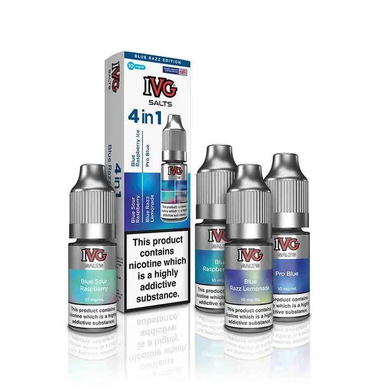 Blue Razz Edition 4 in 1 Nic Salt E-Liquid by IVG (4 x 10ml) - Absolute Vape