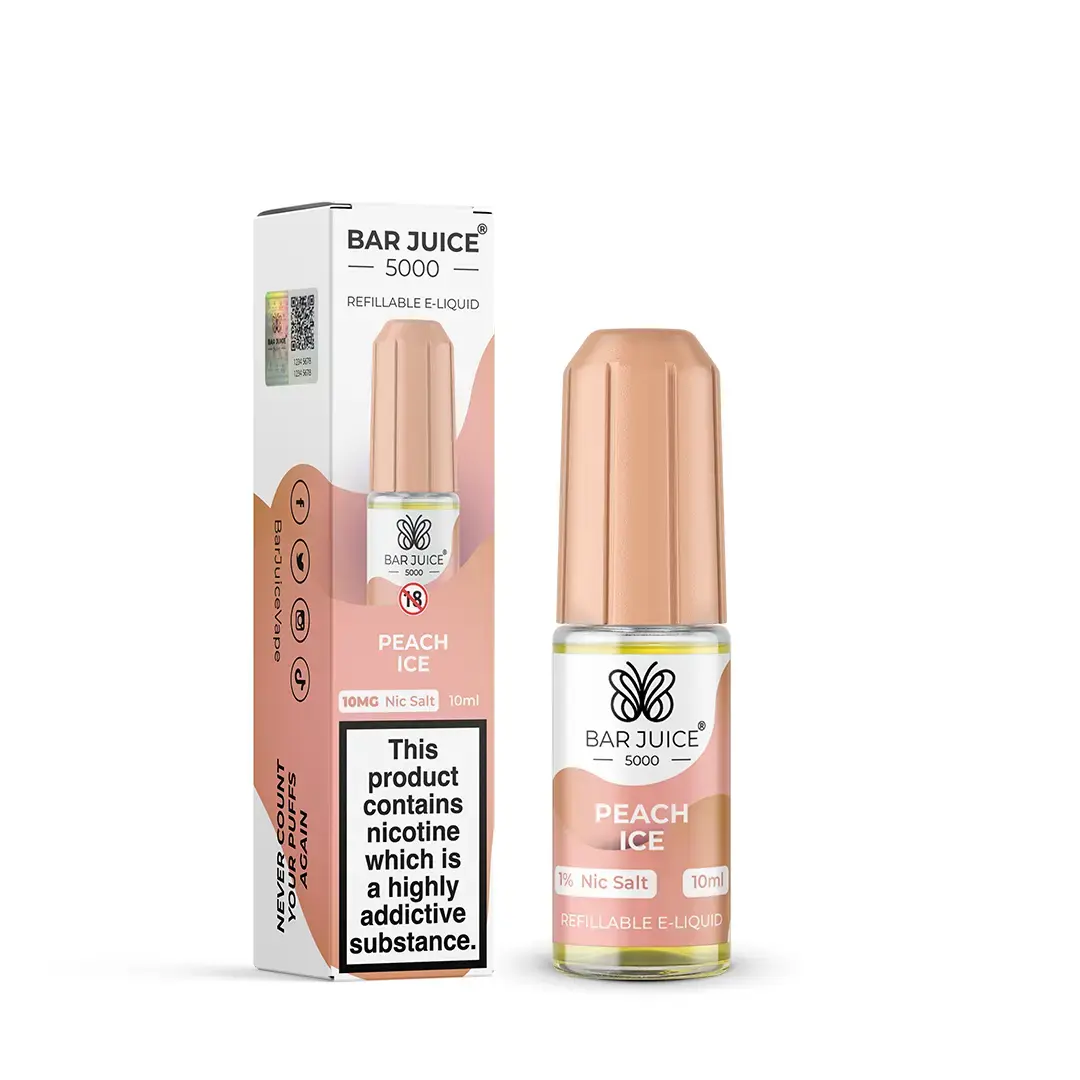 Peach Ice Nic Salt E-Liquid by Bar Juice 5000 Salts 10ml - Absolute Vape