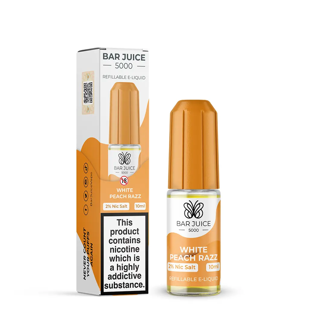 White Peach Razz Nic Salt E-Liquid by Bar Juice 5000 Salts 10ml - Absolute Vape