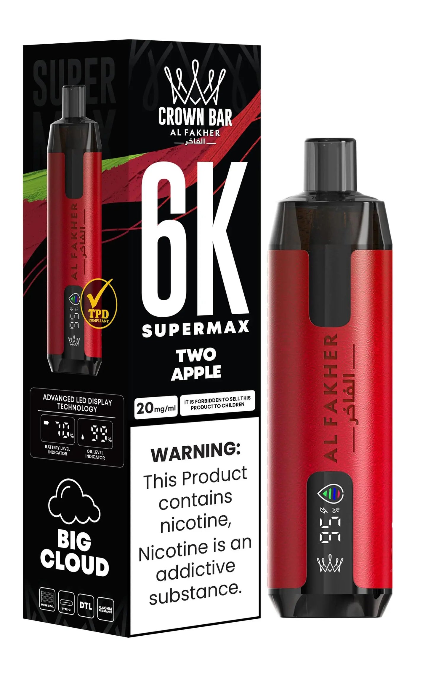 Al Fakher crown bar 6k Supermax Absolute Vape