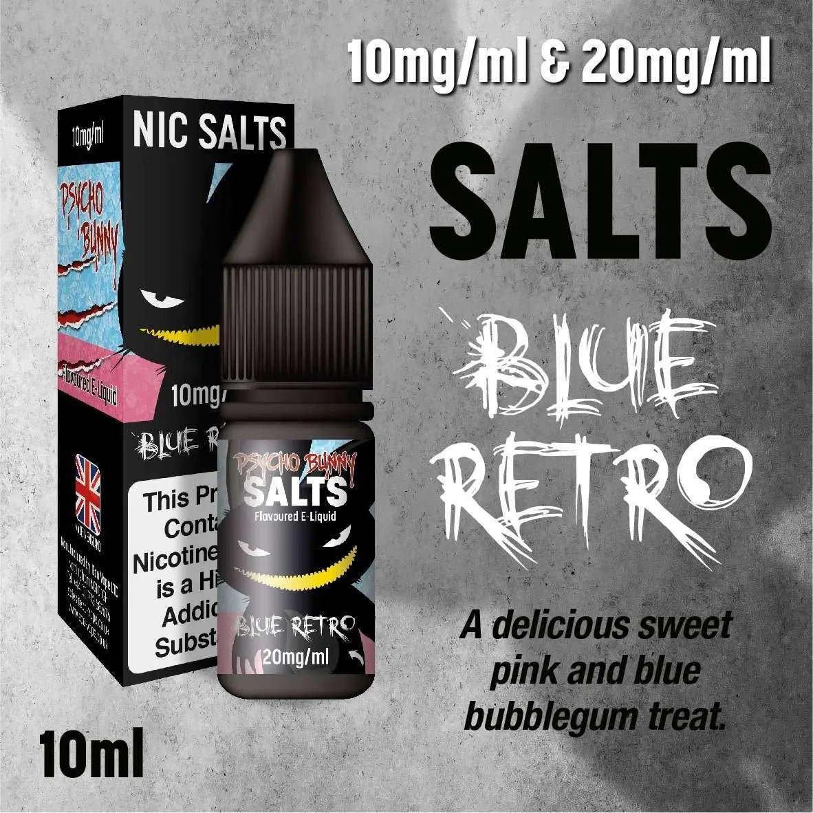 Blue Retro Nic Salt E-liquid by Psycho Bunny 10ml - Absolute Vape