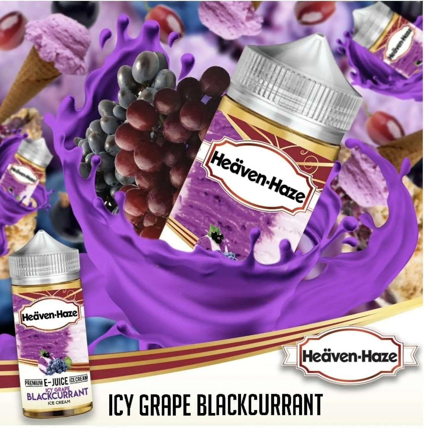 Heaven Haze E Liquid - Icy Grape Blackcurrant - 100ml - Absolute Vape