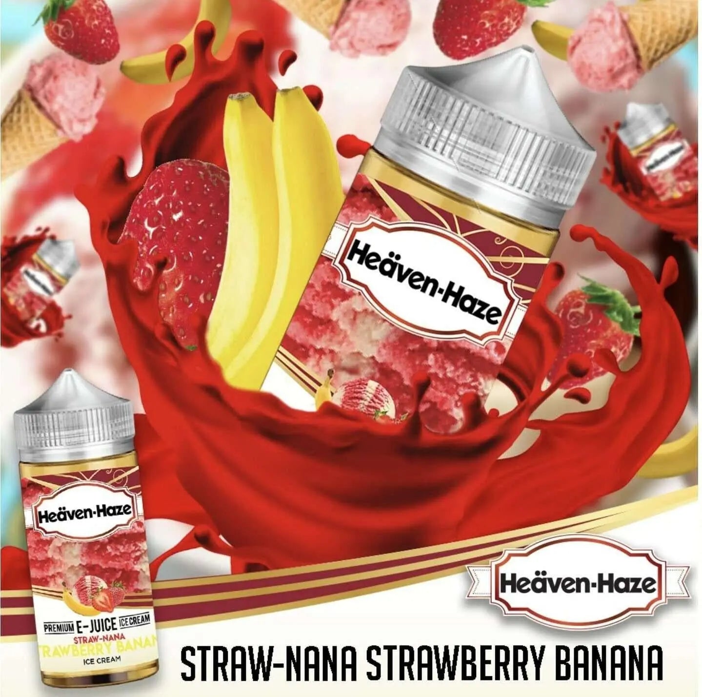 Heaven Haze E Liquid - Strawberry Banana Ice Cream - 100ml - Absolute Vape