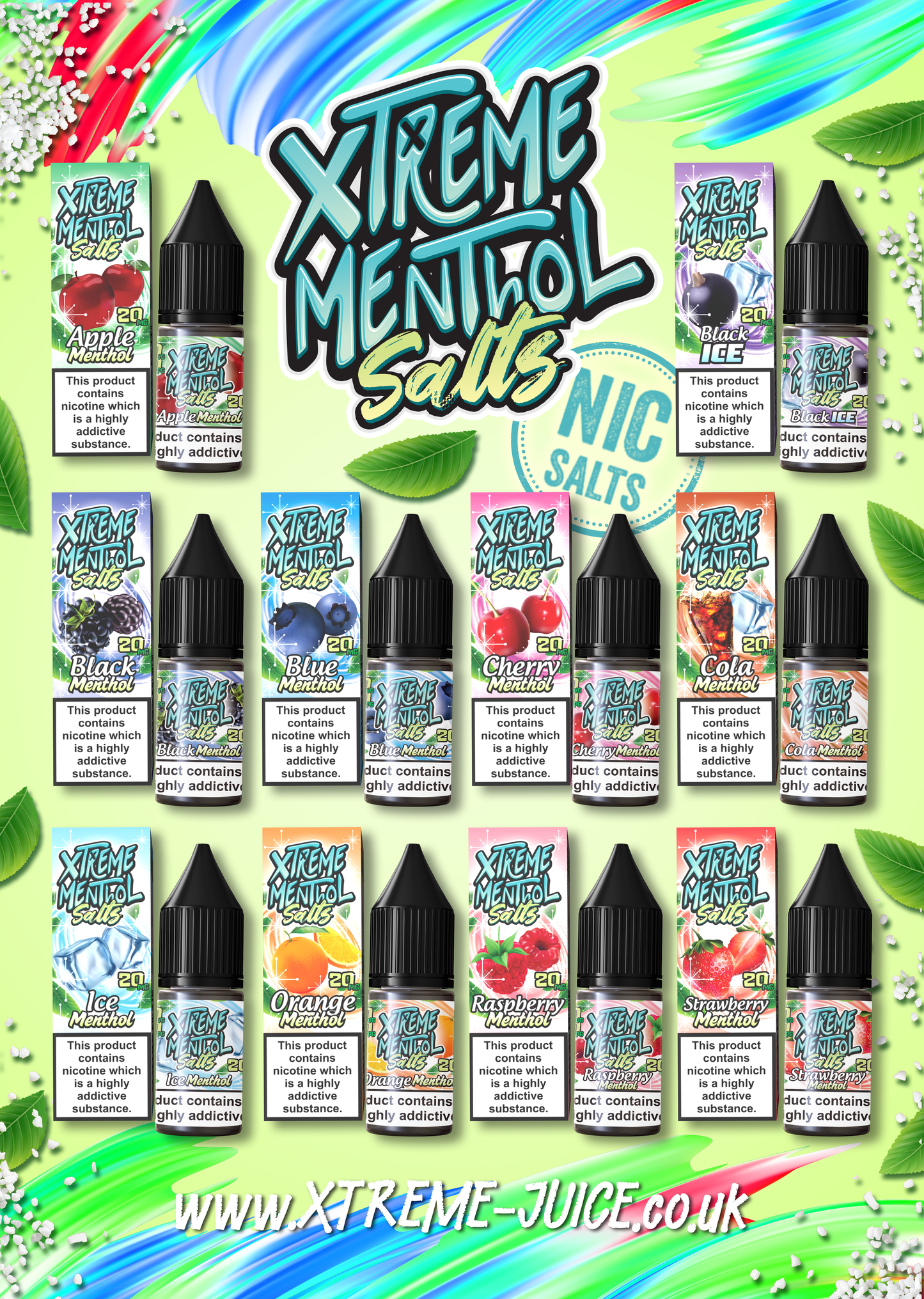 Xtreme Menthol Salts Vape Juice | 10mg & 20mg Nic Salt E-Liquid