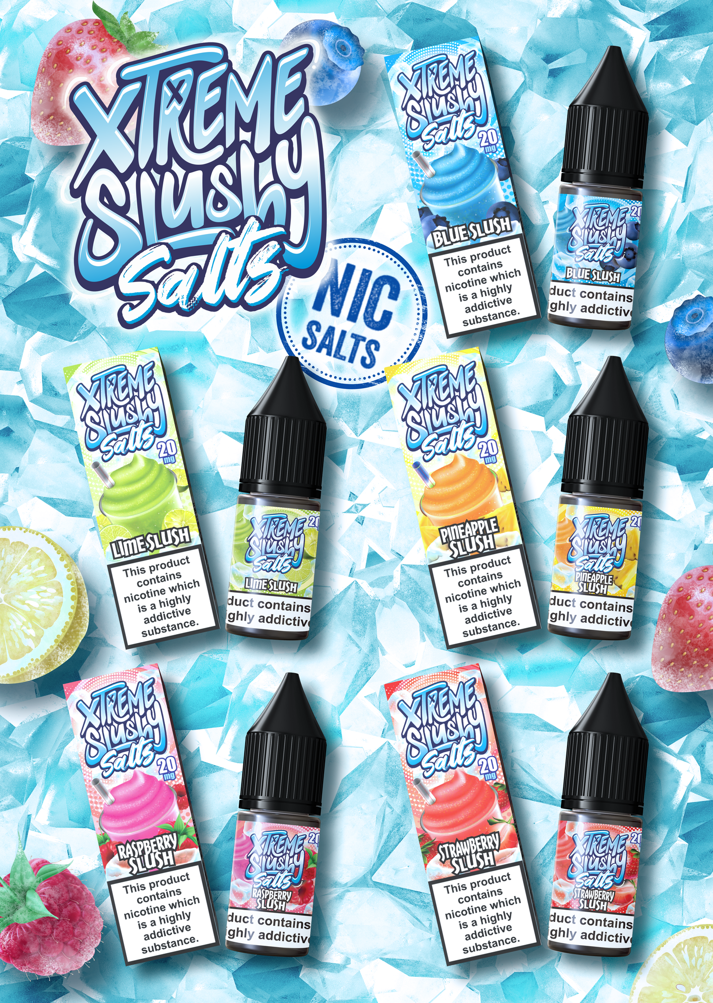 Raspberry Slush Nic Salt E-Liquid 10ml - Xtreme Slushy Salts 10mg & 20mg