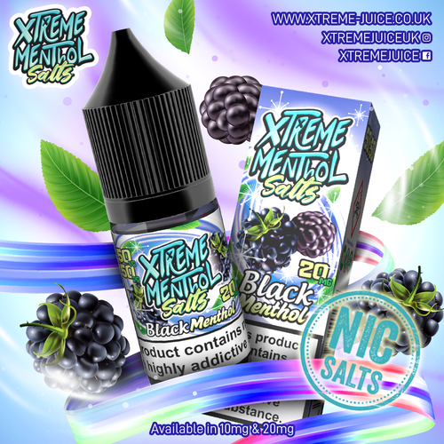 Black Menthol Nic Salt E-Liquid - 10mg & 20mg By Xtreme Menthol Salts