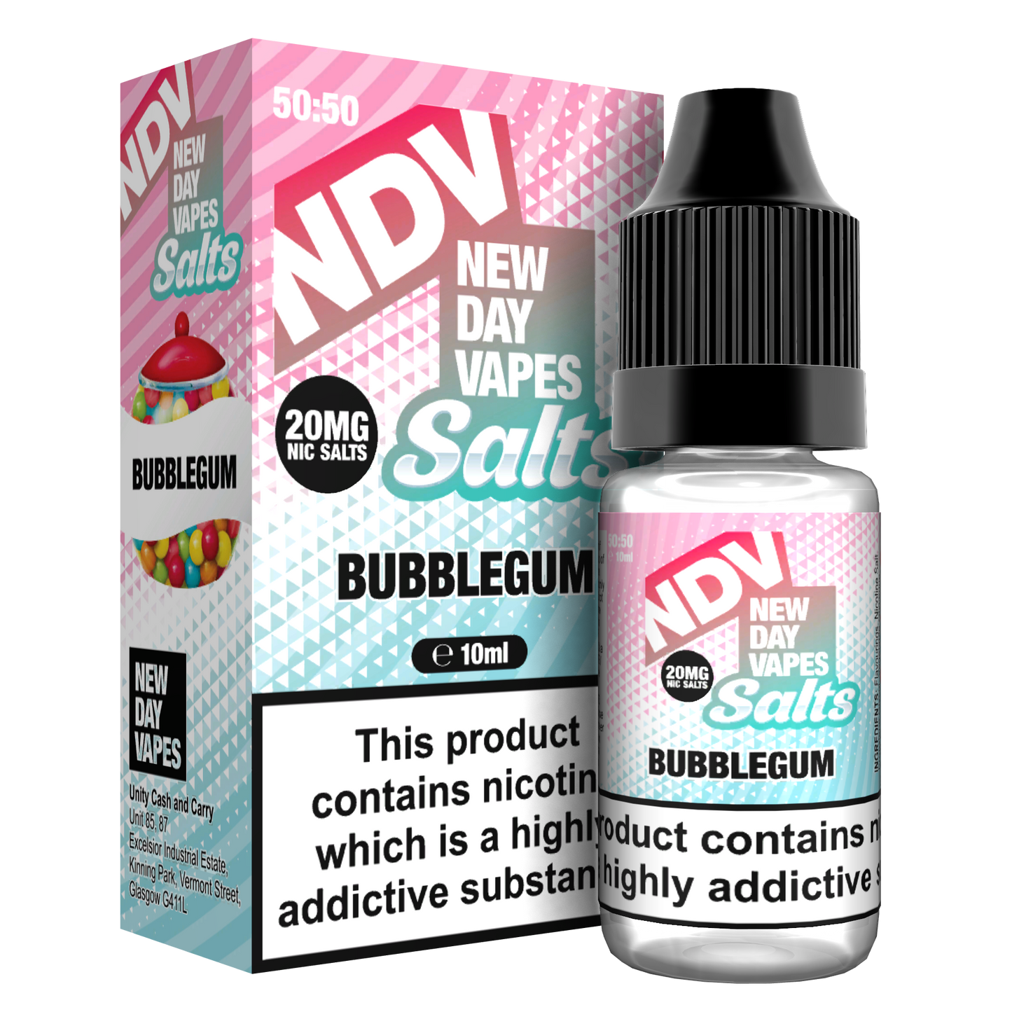 Bubblegum Nic Salt E-Liquid 10ml - NDV Salts 10mg & 20mg NDV Salts