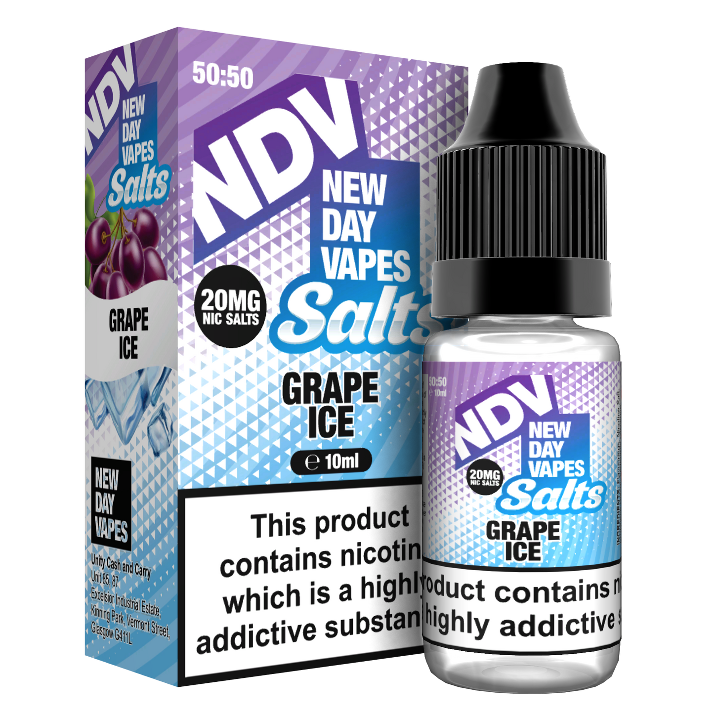 Grape Ice Nic Salt E-Liquid 10ml - NDV Salts 10mg & 20mg NDV Salts