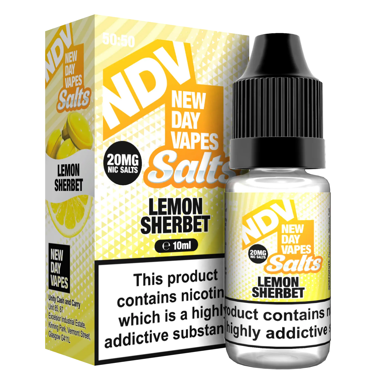 Lemon Sherbet Nic Salt E-Liquid 10ml - NDV Salts 10mg & 20mg NDV Salts