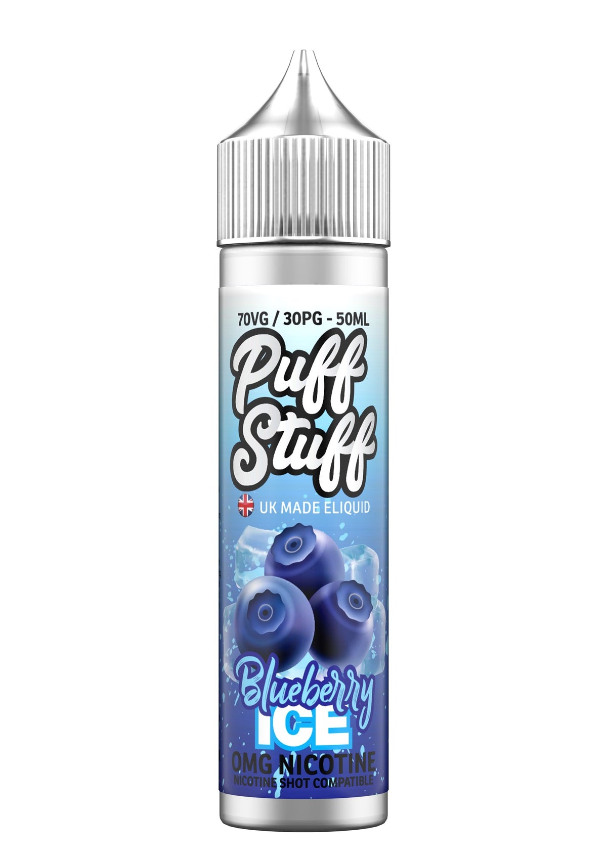 Puff Stuff Blueberry Ice 50ml shortfill e-liquid bottle
