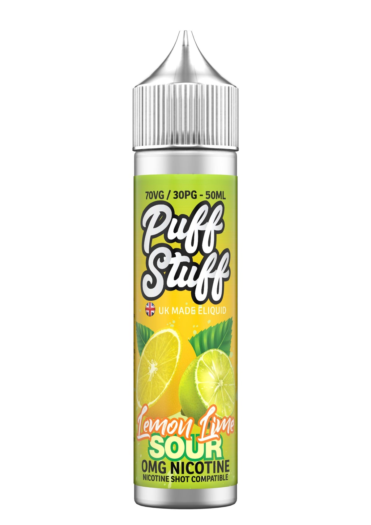 Puff Stuff Lemon Lime Sour 50ml shortfill e-liquid bottle