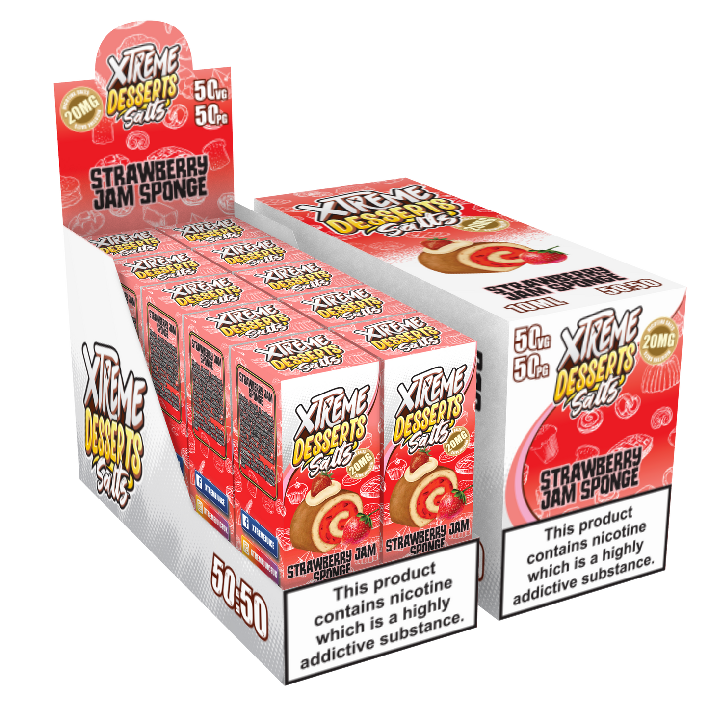 Strawberry Jam Sponge Nic Salt E-Liquid 10ml - Xtreme Desserts 10mg 20mg Xtreme Desserts Salts