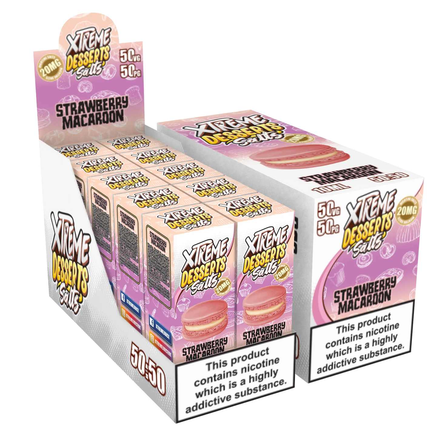 Strawberry Macaroon Nic Salt E-Liquid 10ml - Xtreme Desserts 10mg 20mg Xtreme Desserts Salts