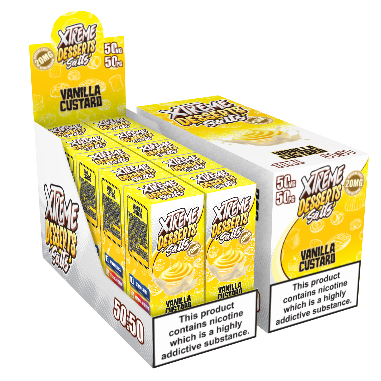Vanilla Custard Nic Salt E-Liquid 10ml - Xtreme Desserts 10mg & 20mg