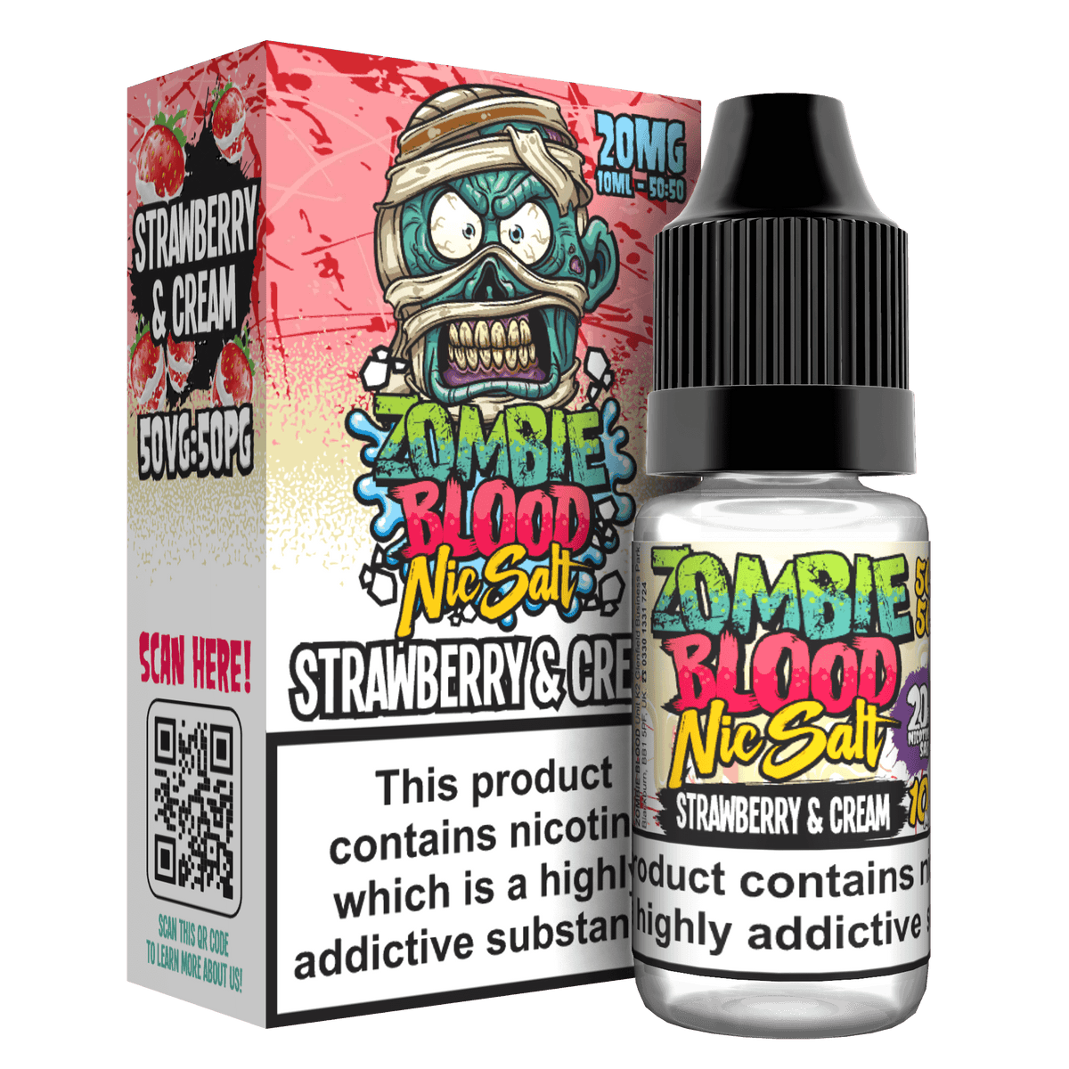 Strawberry & Cream Nic Salts E-liquid by Zombie Blood 10ml