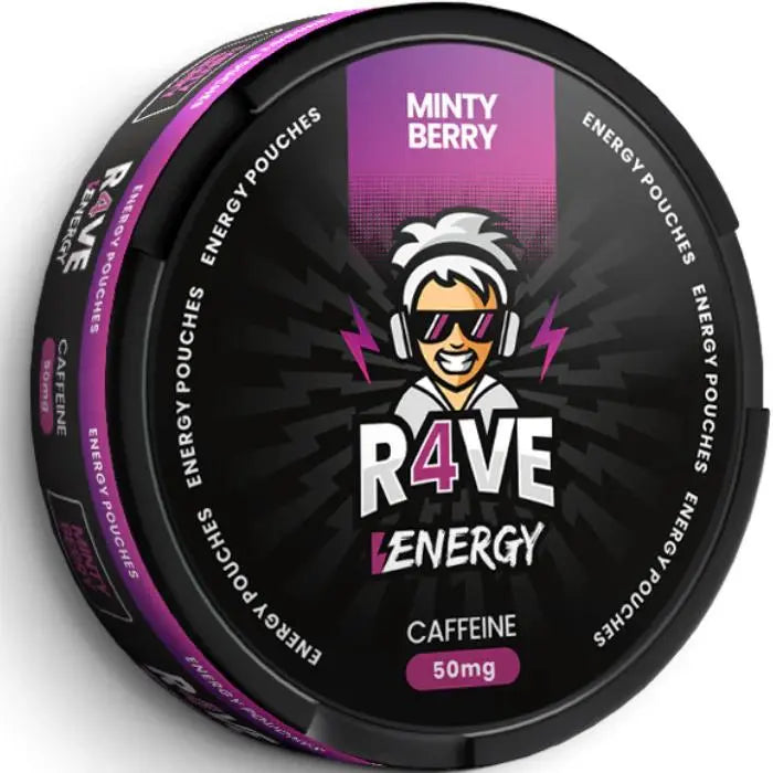 Minty Berry Caffeine Nicotine Pouches by R4VE 50mg - Absolute Vape