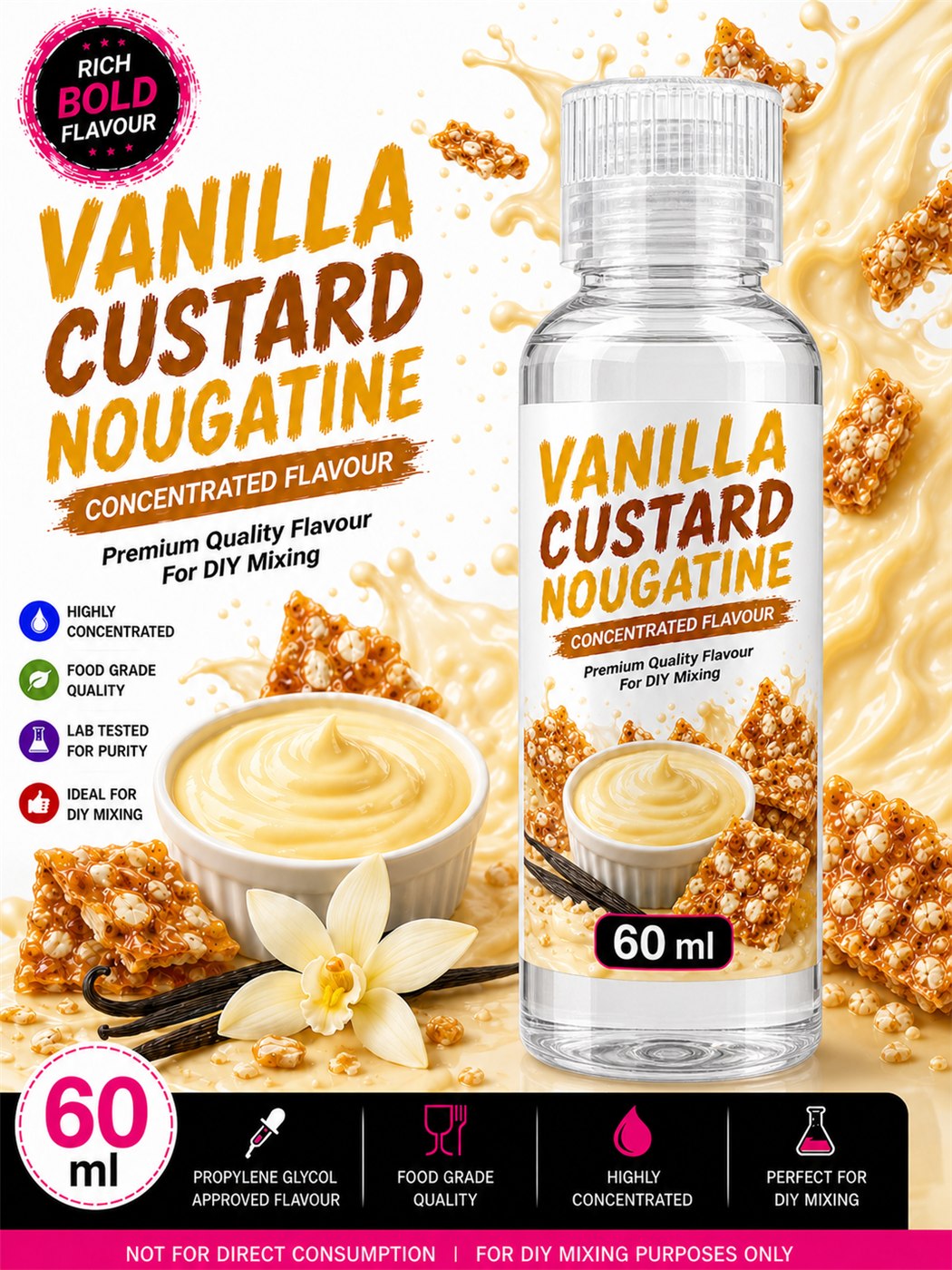 Vanilla Custard Nougatine 60ml DIY e-liquid flavour concentrate