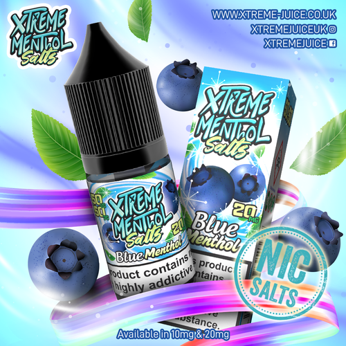 Blue Menthol Nic Salt E-Liquid - 10mg & 20mg By Xtreme Menthol Salts