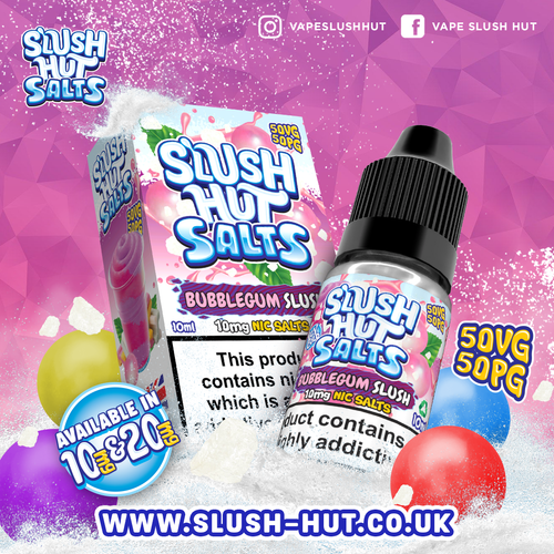 Bubblegum Slush Nic Salt E-Liquid - 10mg & 20mg By Slush Hut Salts