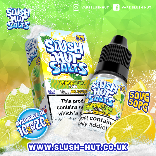 Lemon Lime Slush Nic Salt 10ml - Slush Hut Salts 10mg & 20mg