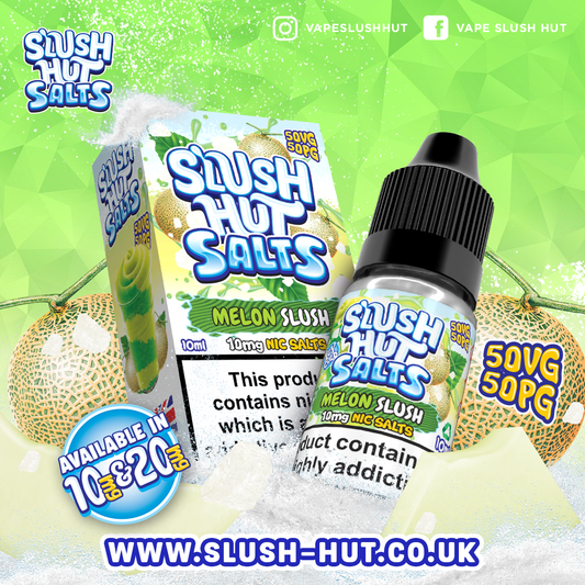 Melon Slush Nic Salt E-Liquid 10ml - Slush Hut Salts 10mg & 20mg