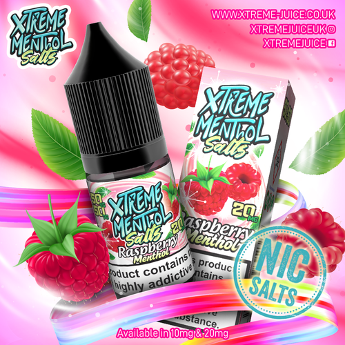 Raspberry Menthol Nic Salt E-Liquid 10ml - Xtreme Menthol 10mg & 20mg