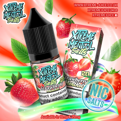Strawberry Menthol Nic Salt 10ml - Xtreme Menthol 10mg & 20mg