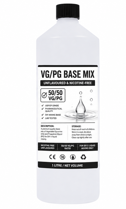 VG/PG E-Liquid Base Mix 1 Litre - 50/50 VG/PG ratio, unflavoured nicotine-free e-liquid base - Absolute Vape