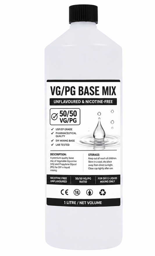 VG/PG E-Liquid Base Mix 1 Litre - 50/50 VG/PG ratio, unflavoured nicotine-free e-liquid base - Absolute Vape